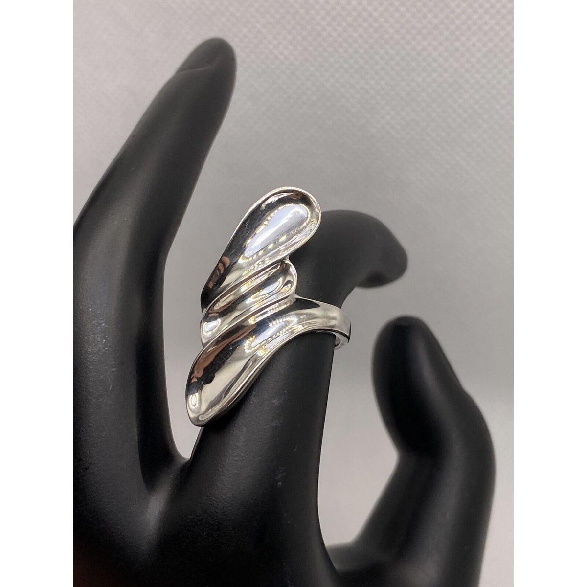 Vintage Seta Signed Sterling Silver 925 Elegant Petals Waves Ring Size 7